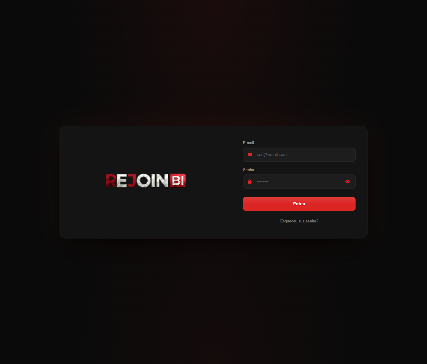 Login screen with email and password