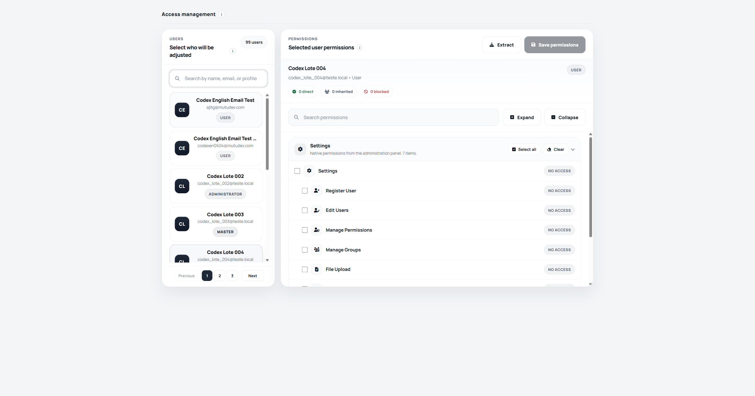 Manage Permissions page overview