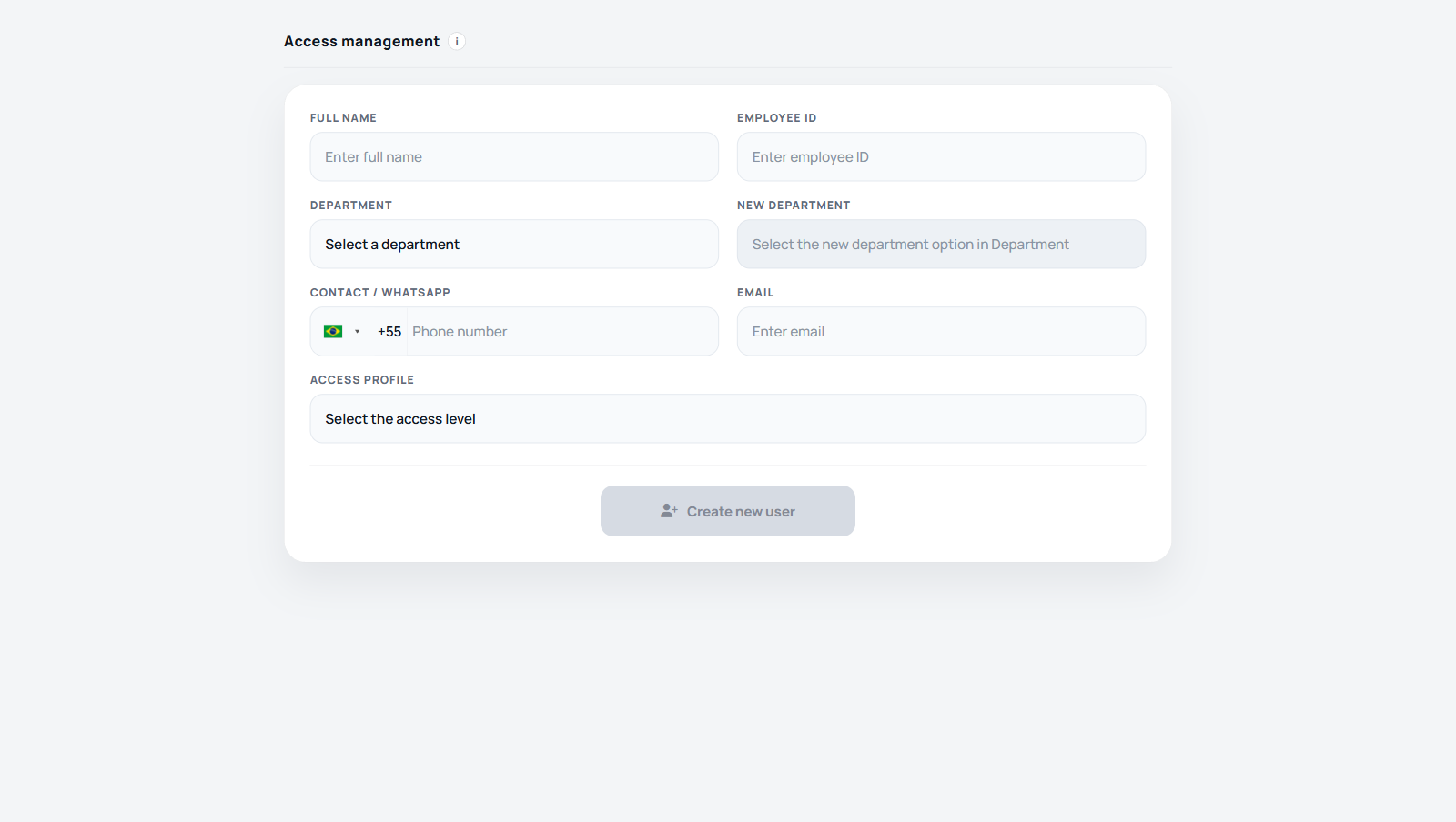 Register User page overview
